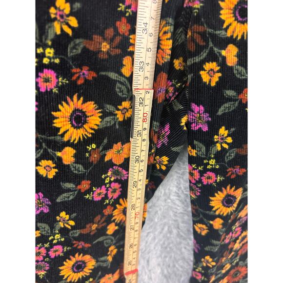 Wrangler High Rise Fierce Flare Floral Corduroy Jeans Black Multicolor 16x34 - Picture 3 of 9